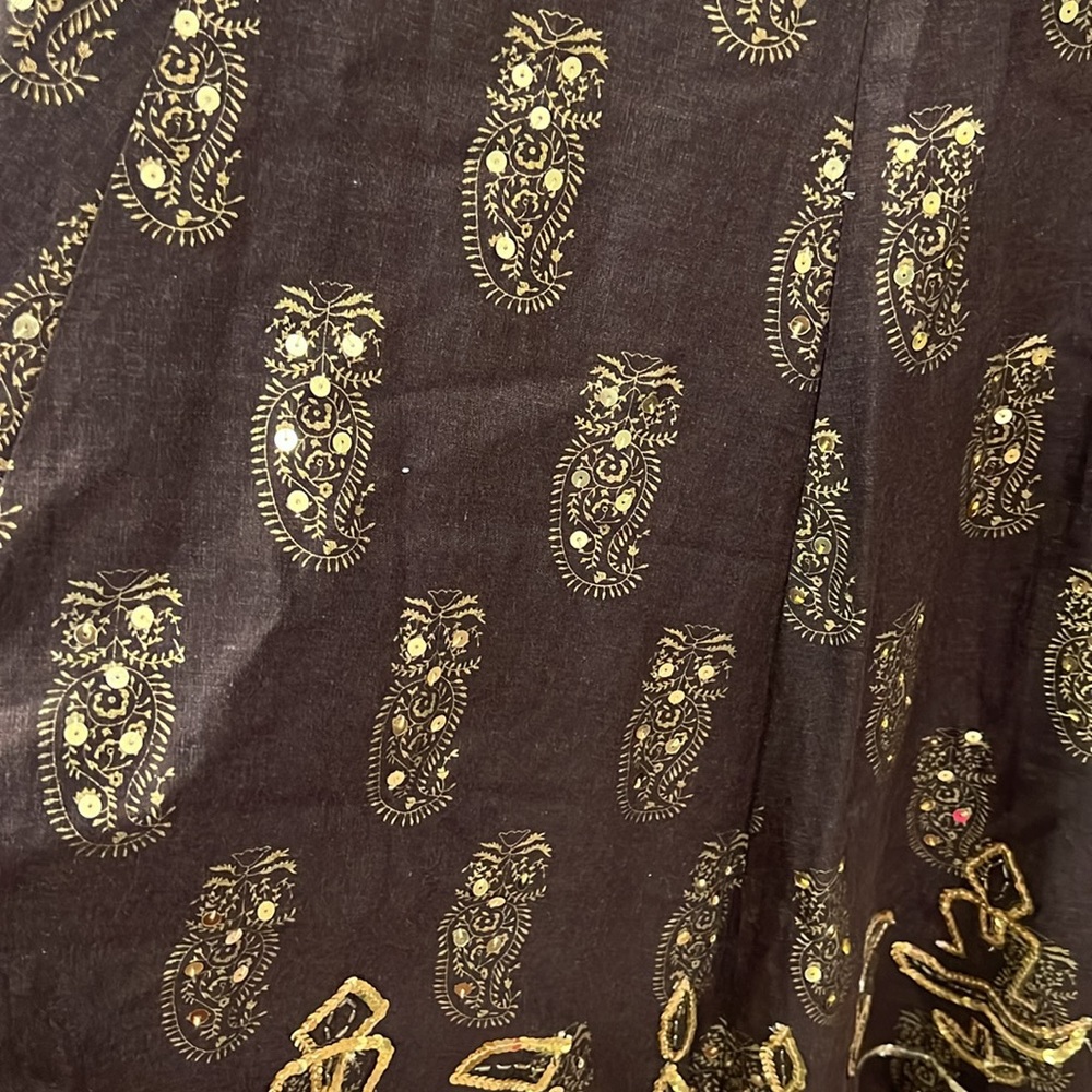 WD.NY Brown & Gold Sequin Skirt - Picture 3 of 7
